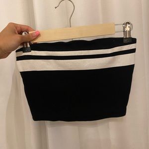 Black and white striped tube top